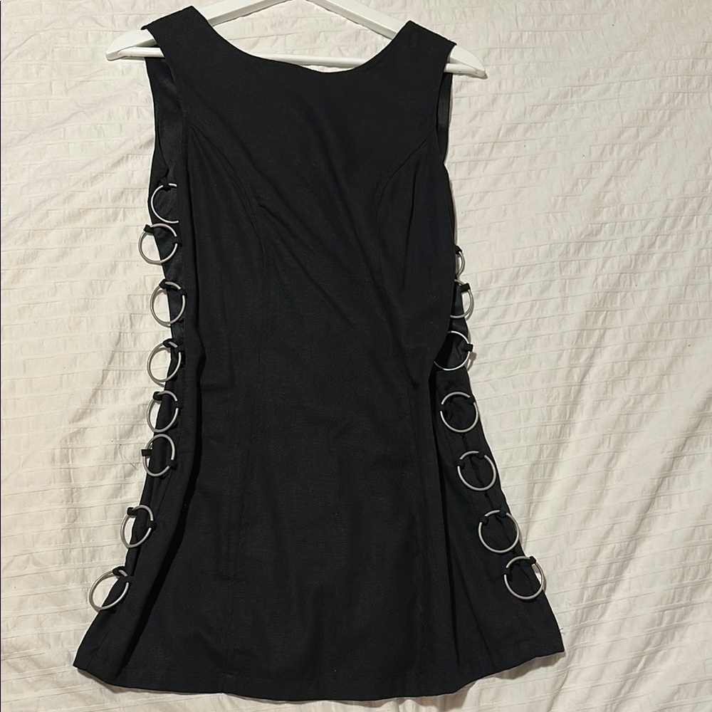 Black Dress with Silver Ring Accents